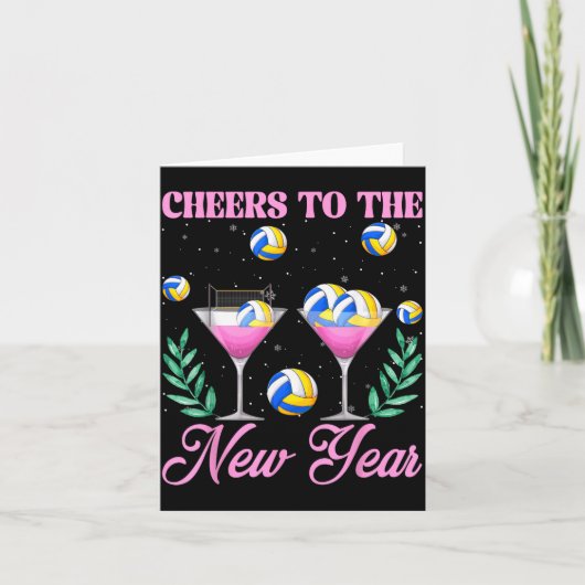 Cheers To The New Year Champagne Gl &amp; Volleyba Karte (Vorderseite)
