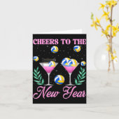 Cheers To The New Year Champagne Gl &amp; Volleyba Karte (Gelbe Blume)