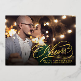 Cheers to the New Year | Elegant Photo  Folien Feiertagskarte