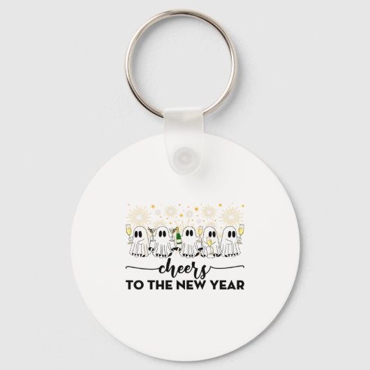 Cheers To The New Year Ghosts Drinking Champagne N Schlüsselanhänger (Vorderseite)