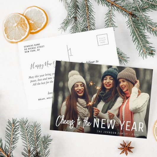 cheers to the new year holiday greeting card postkarte