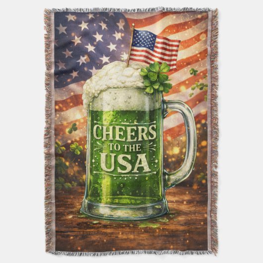 Cheers to the USA Green Beer St Patrick's Day Art Decke (Vorderseite Vertikal)