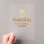 Cheers to thirty yellow brown birthday pastel gift acryleinladungen (Insitu (Handheld))