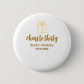Cheers to thirty yellow brown birthday pastel gift button (Vorderseite)