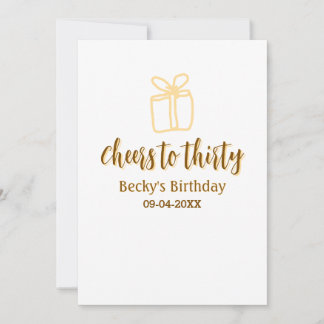 Cheers to thirty yellow brown birthday pastel gift einladung