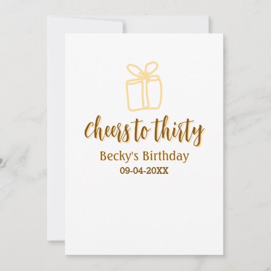Cheers to thirty yellow brown birthday pastel gift einladung (Vorderseite)