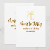 Cheers to thirty yellow brown birthday pastel gift einladung (Vorne/Hinten)