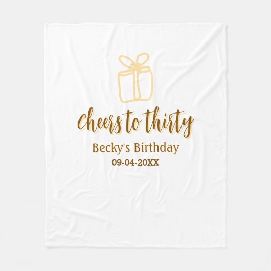 Cheers to thirty yellow brown birthday pastel gift fleecedecke (Vorderseite)