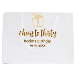 Cheers to thirty yellow brown birthday pastel gift große geschenktüte