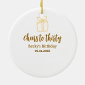 Cheers to thirty yellow brown birthday pastel gift keramik ornament (Hinten)