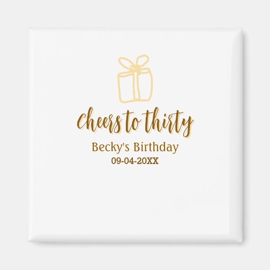 Cheers to thirty yellow brown birthday pastel gift magnet (Vorne)