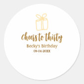 Cheers to thirty yellow brown birthday pastel gift runder aufkleber (Vorderseite)