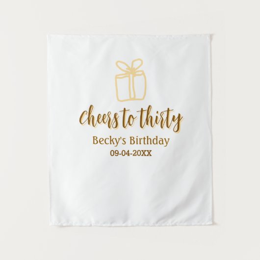 Cheers to thirty yellow brown birthday pastel gift wandteppich (Vorderseite)