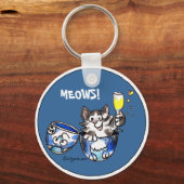 Cheers Toasting Kitty Cat Cartoon Niedliche Schlüs Schlüsselanhänger (Vorderseite)