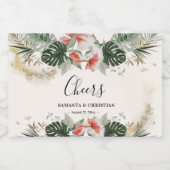 Cheers Tropical Palm Wedding Mini Sparkling Wine L Schaumweinetikett (Einzelnes Label)