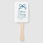 Cheers twenty blue birthday bow name date boho ret fächer (Vorderseite)