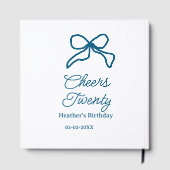 Cheers twenty blue birthday bow name date boho ret gästebuch (Rückseite)