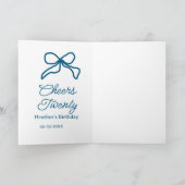 Cheers twenty blue birthday bow name date boho ret karte (Innenseite)