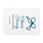 Cheers twenty blue birthday bow name date boho ret magnet (Horizontal)