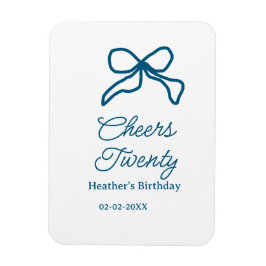 Cheers twenty blue birthday bow name date boho ret magnet