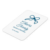 Cheers twenty blue birthday bow name date boho ret magnet (Linke Seite)
