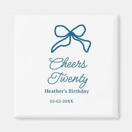 Cheers twenty blue birthday bow name date boho ret magnet
