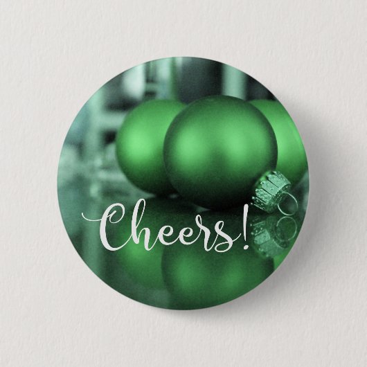 Cheers Typografy Green Toned Ornaments Foto Button (Vorderseite)