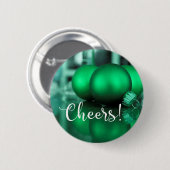 Cheers Typografy Green Toned Ornaments Foto Button (Vorne & Hinten)