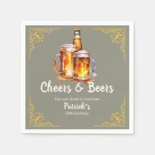 Cheers und Beers Glasflasche 50. Geburtstag Serviette