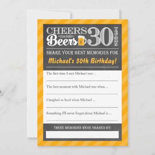 Cheers und Biere bis 30 Jahre ・ Speicherkarte teil Einladung (Vorderseite)