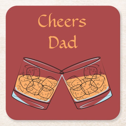 Cheers Vater Whiskey Glass Square Untersetzer (Vorderseite)