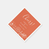 Cheers Verona Sunset Elegant Orange Blumenhochzeit Serviette (Ecke)