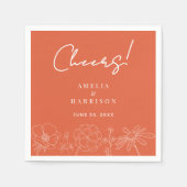 Cheers Verona Sunset Elegant Orange Blumenhochzeit Serviette (Vorderseite)