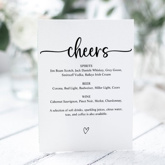 Cheers Wedding Bar Sign Menu Sockelschild