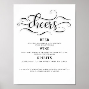 Cheers Wedding Bar Sign Poster