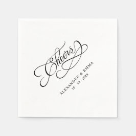 Cheers Wedding Black & White Elegante Kalligraphie Serviette