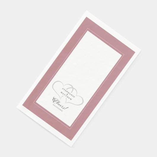 Cheers Wedding Calligraphy Dusty Rose Pink Dinner Serviette (Ecke)