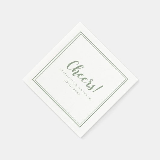 Cheers Wedding Celebrations Modern Sage Green Chic Serviette (Ecke)