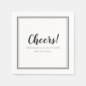 Cheers Wedding Celebrations Modernes Schwarz & Wei Serviette (Vorderseite)