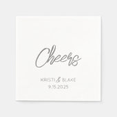CHEERS Wedding DATE Couple NAMES Modern Minimalist Serviette (Vorderseite)