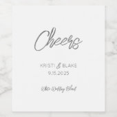 CHEERS Wedding DATE Couple NAMES Modern Minimalist Weinetikett (Einzelnes Label)