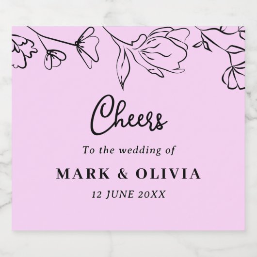 Cheers Wedding Design – Custom Names & Time Schaumweinetikett (Einzelnes Label)