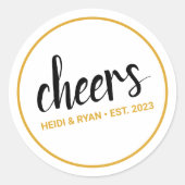 Cheers Wedding Gift Gunst Circle Sticker Label (Vorderseite)