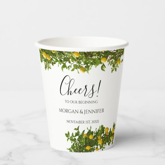 Cheers Wedding Lemons Geschirr & Dekoration Pappbecher (Vorderseite)