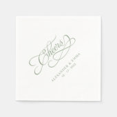 Cheers Wedding Sage Green Elegant Calligraphy Serviette (Vorderseite)