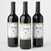 Cheers Wedding Wine Label | Tropische Blätter Weinetikett (Flaschen)