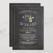 Cheers Wein Verkostung Chalkboard Geburtstag Einla Einladung (Vorne/Hinten)