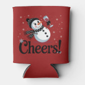 Cheers Wein Weihnachten Schneemann Weihnachten Wei Dosenkühler (Vorderseite)