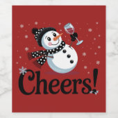 Cheers Wein Weihnachten Schneemann Weihnachten Wei Weinetikett (Einzelnes Label)