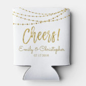 Cheers White and Gold Foil String Lights Dosenkühler (Rückseite)